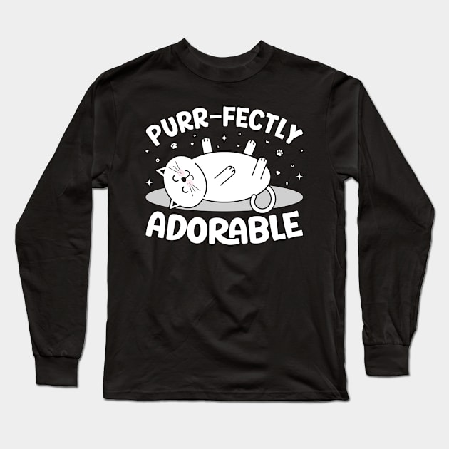 Purr-fectly Adorable Cat Lover Tee Long Sleeve T-Shirt by Imtu